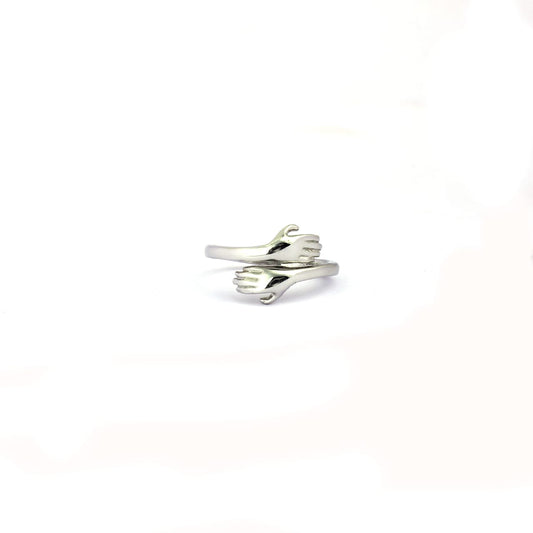Sterling Silver Embracing Hands Ring